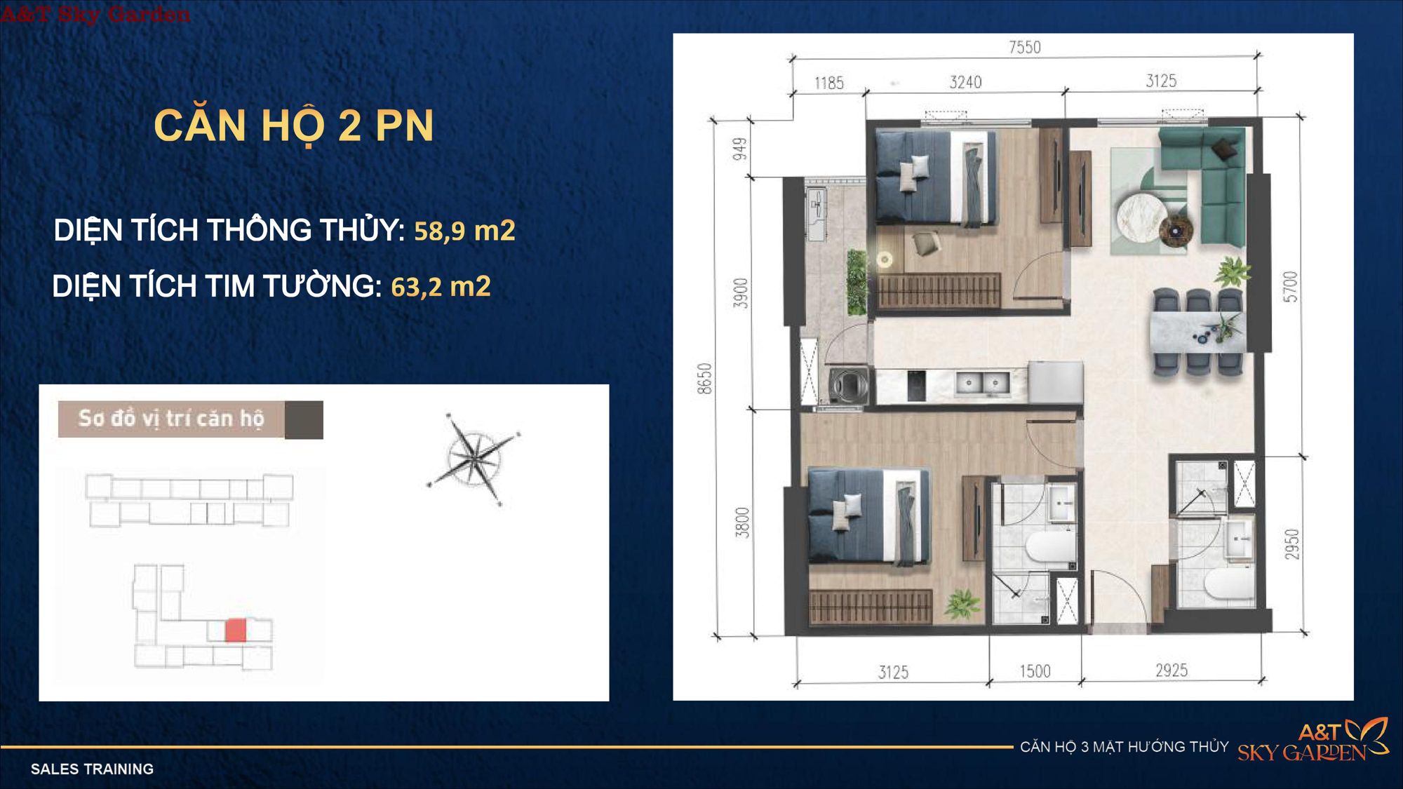 Thông tin chi tiết căn hộ 2 phòng ngủ 